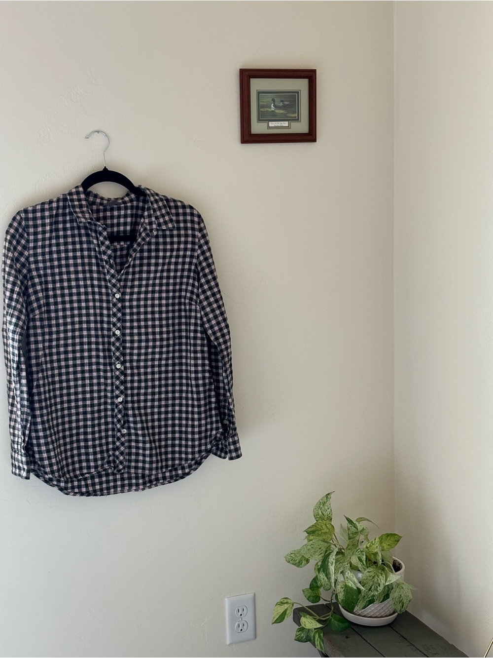 Eddie Bauer Black and White Gingham Button-Down Shirt